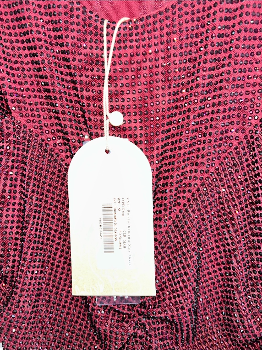 Meshki Roisin Diamanté Maxi Dress- Mahogany - Picture 7 of 15